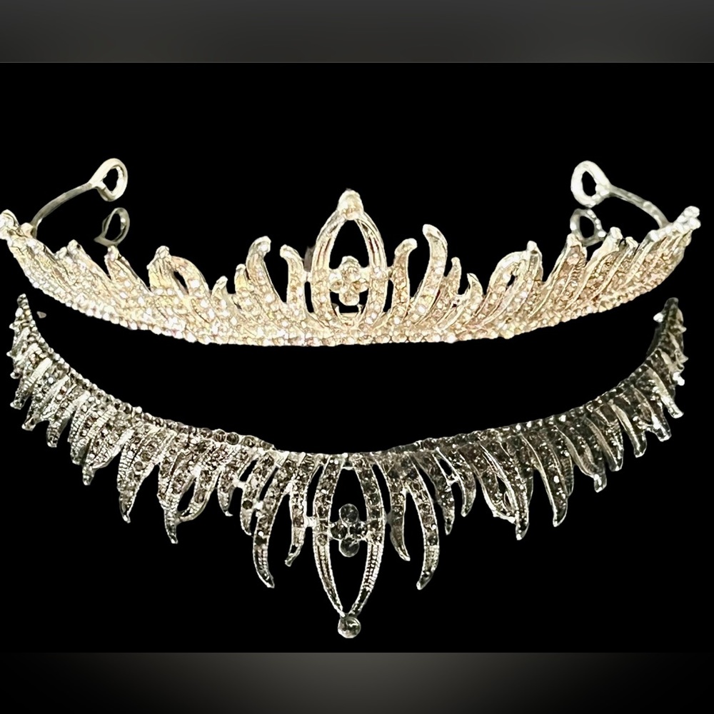 Icicle Crown tiara headband rhinestone -steel/solid